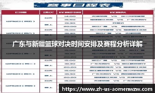 广东与新疆篮球对决时间安排及赛程分析详解